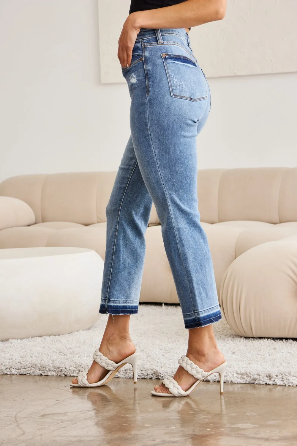 Judy Blue Release Hem Cropped Bootcut Jeans [Online Exclusive]