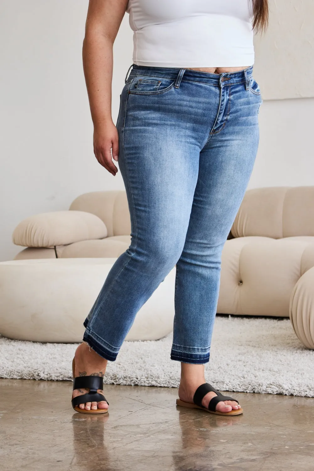 Judy Blue Release Hem Cropped Bootcut Jeans [Online Exclusive]