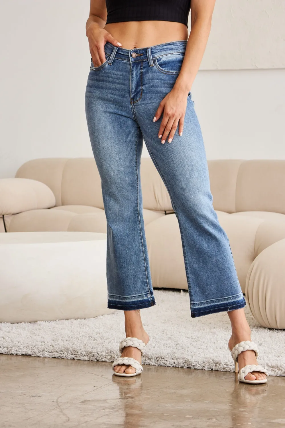 Judy Blue Release Hem Cropped Bootcut Jeans [Online Exclusive]