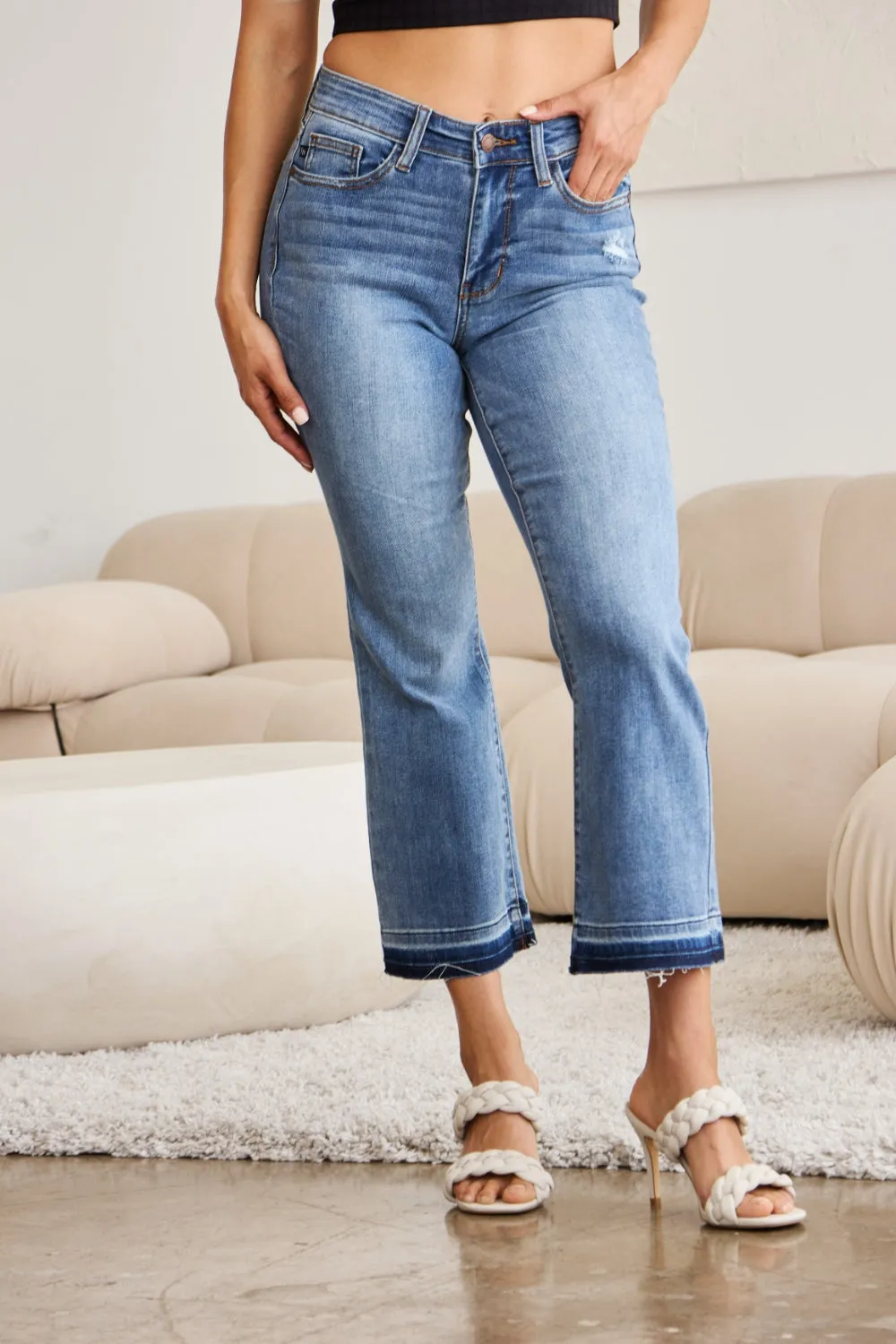 Judy Blue Release Hem Cropped Bootcut Jeans [Online Exclusive]