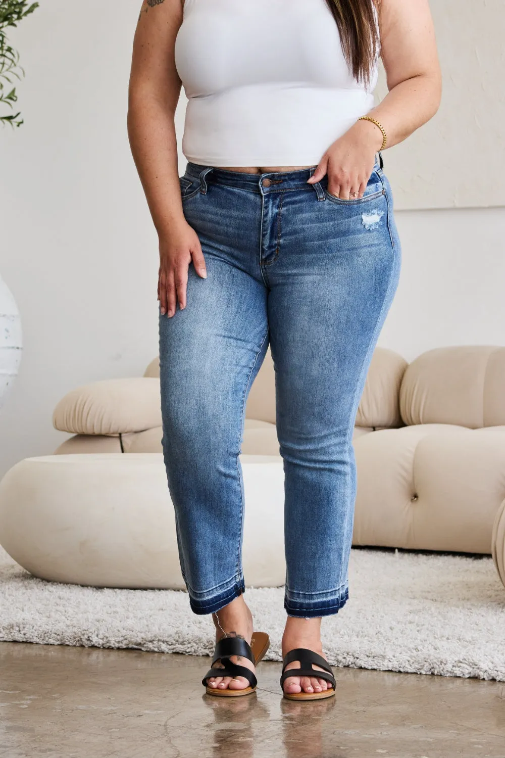 Judy Blue Release Hem Cropped Bootcut Jeans [Online Exclusive]