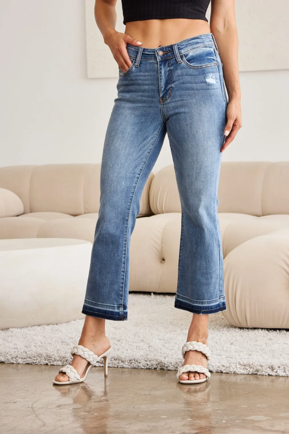 Judy Blue Release Hem Cropped Bootcut Jeans [Online Exclusive]