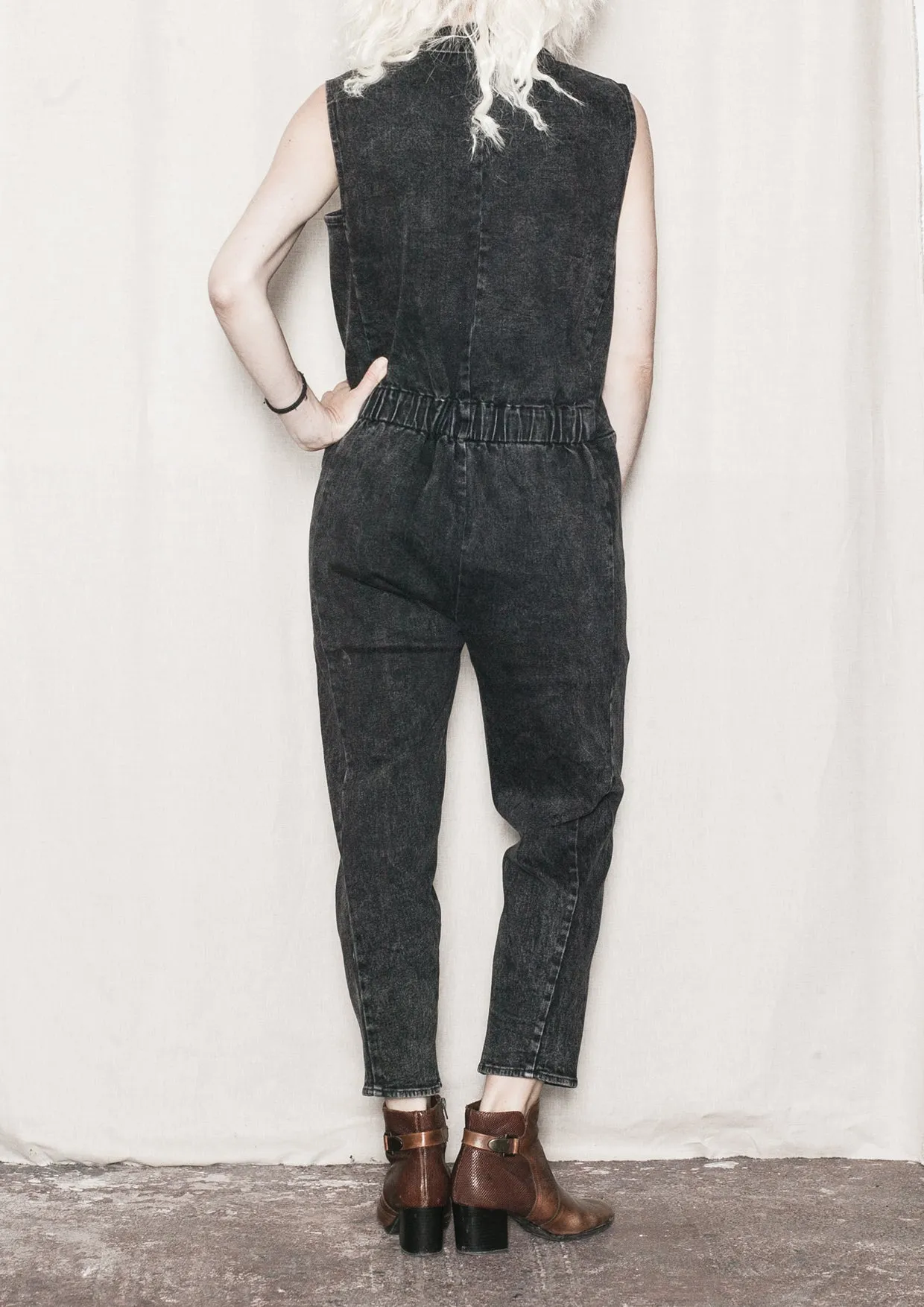 JUMPSUIT REVERS - DENIM washed black