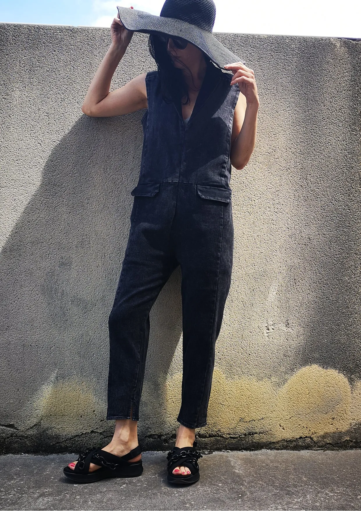 JUMPSUIT REVERS - DENIM washed black