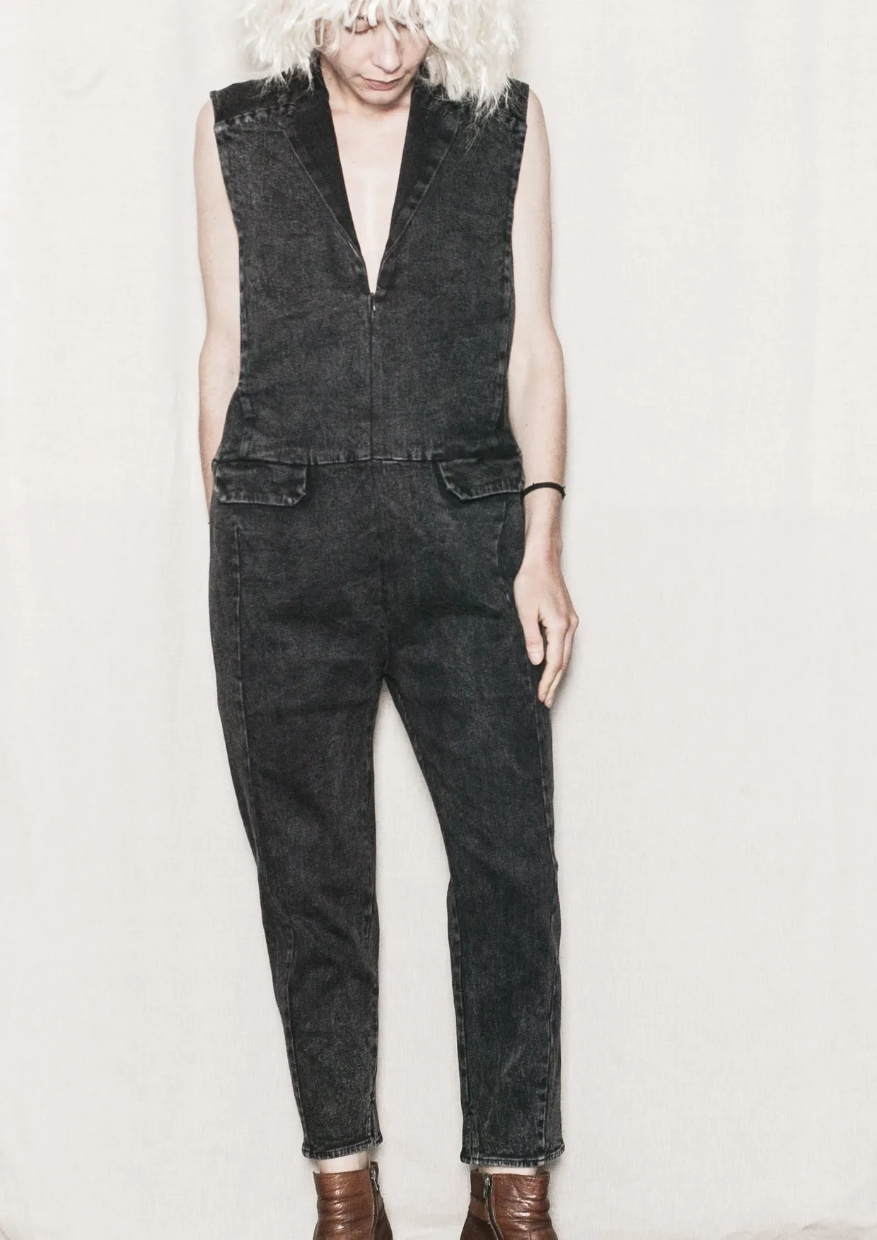 JUMPSUIT REVERS - DENIM washed black