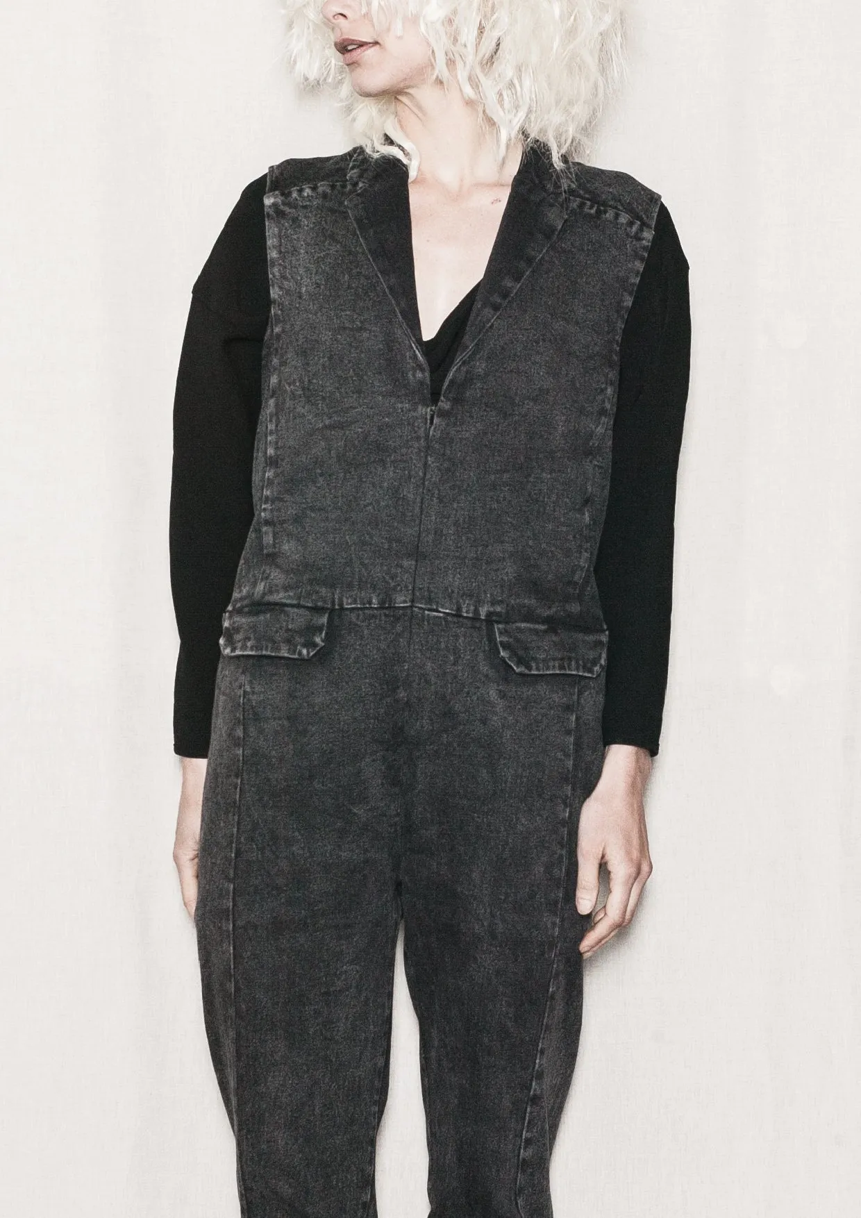 JUMPSUIT REVERS - DENIM washed black