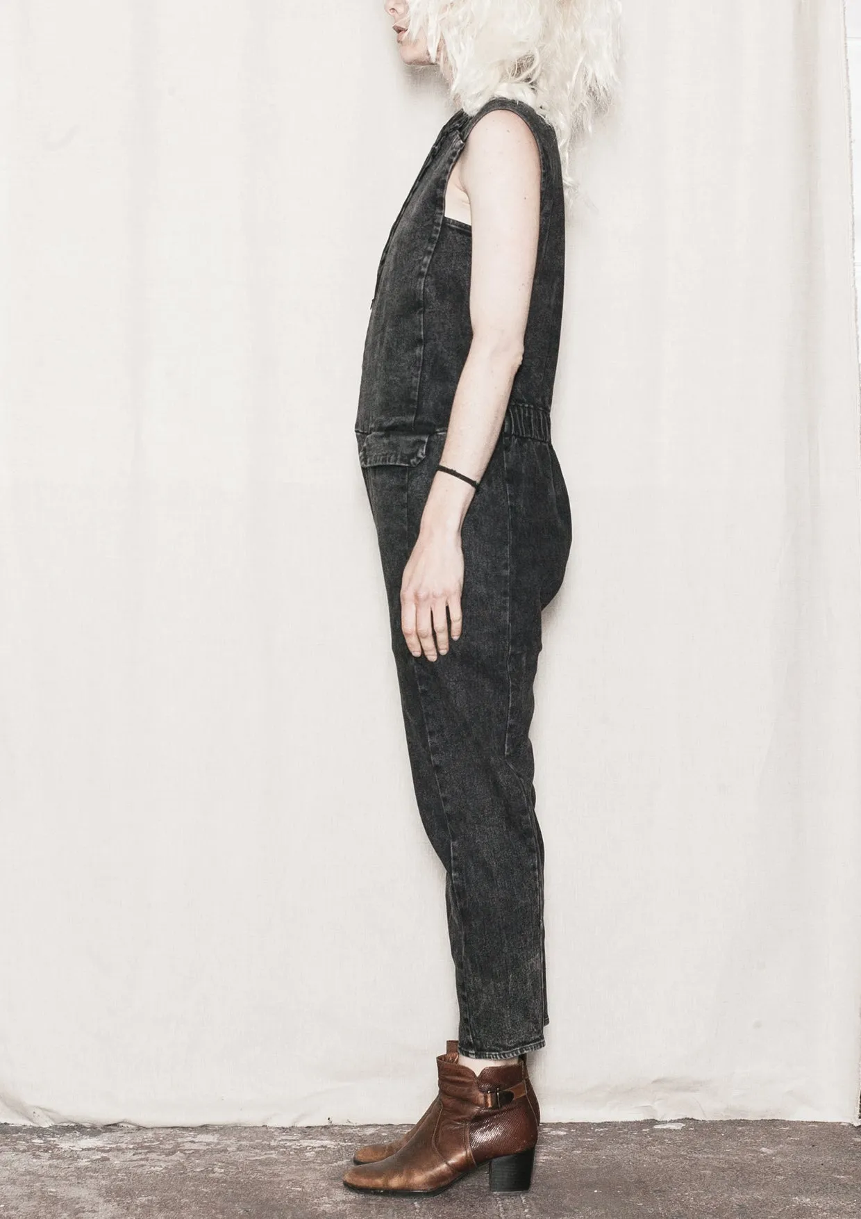 JUMPSUIT REVERS - DENIM washed black