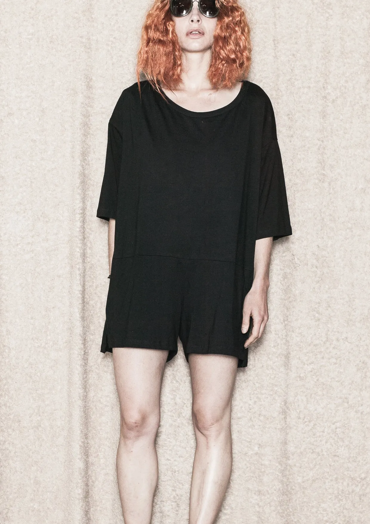 JUMPSUIT SHORT - COTTON JERSEY black