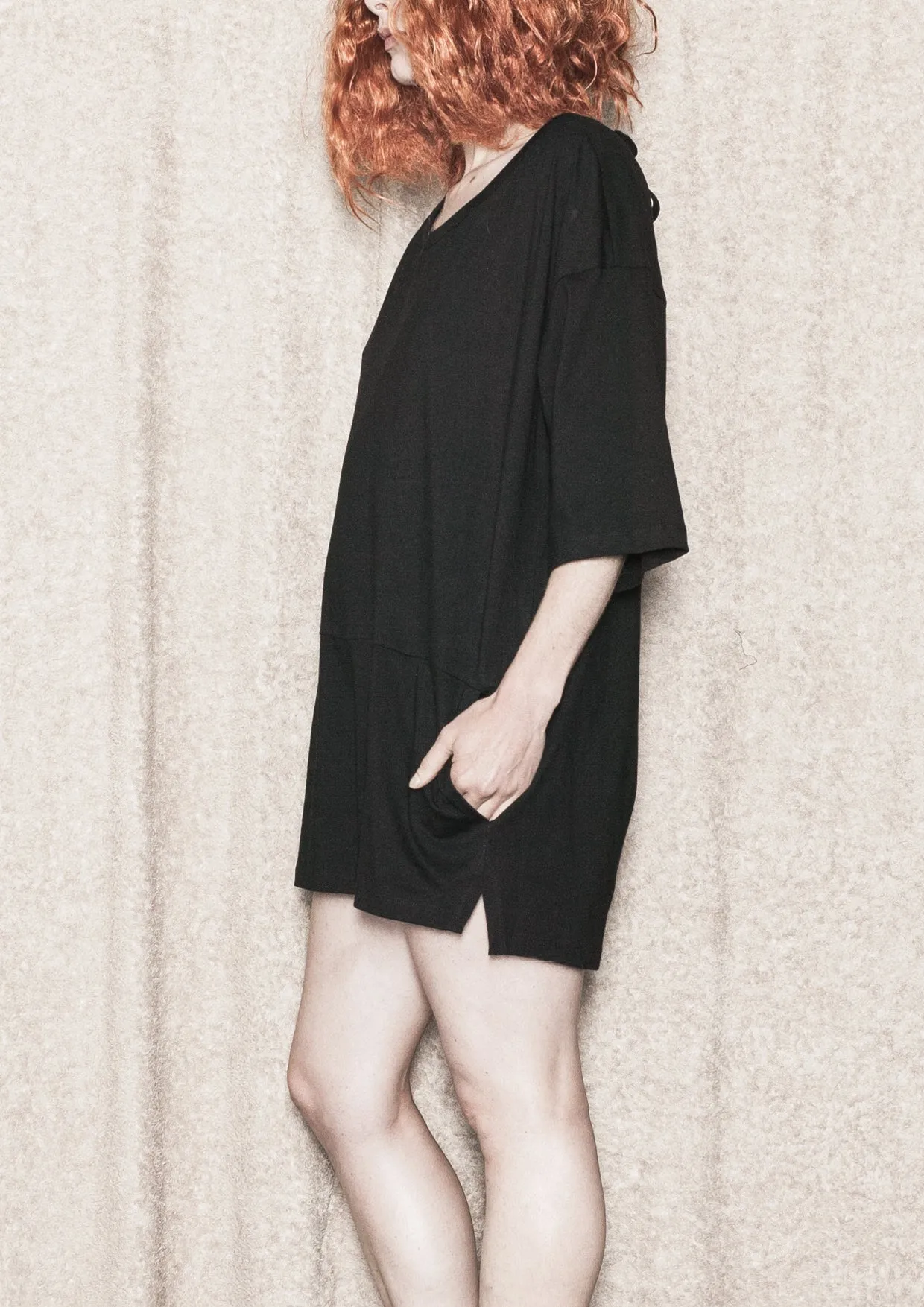 JUMPSUIT SHORT - COTTON JERSEY black