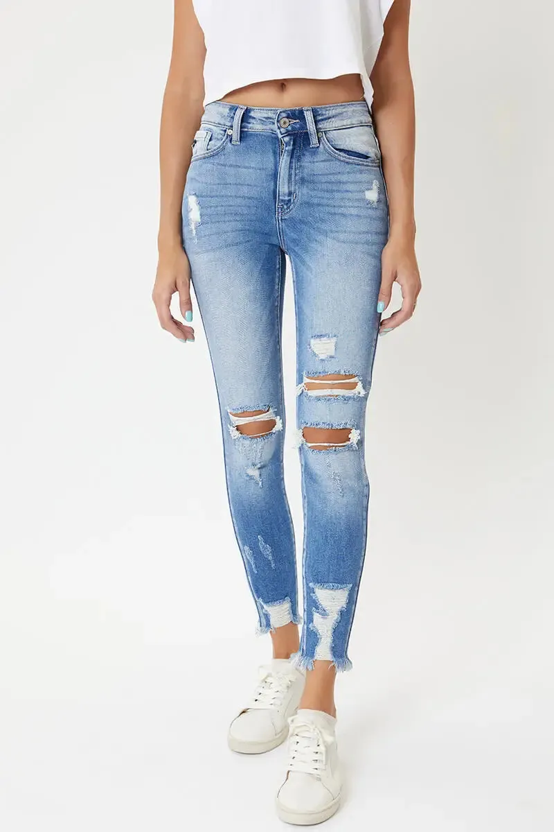 Kan Can High Rise Ankle Skinny Denim Jean