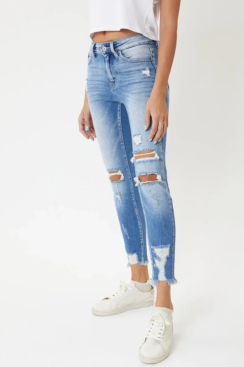 Kan Can High Rise Ankle Skinny Denim Jean