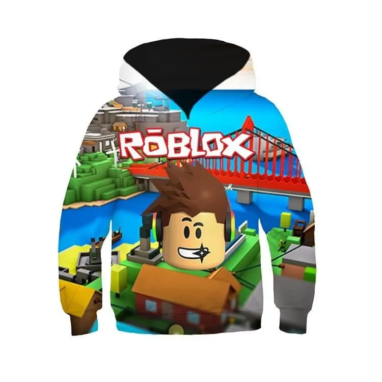 Kids Roblox Digital Allover Printed Pullover Hoodie