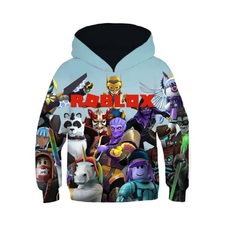 Kids Roblox Digital Allover Printed Pullover Hoodie