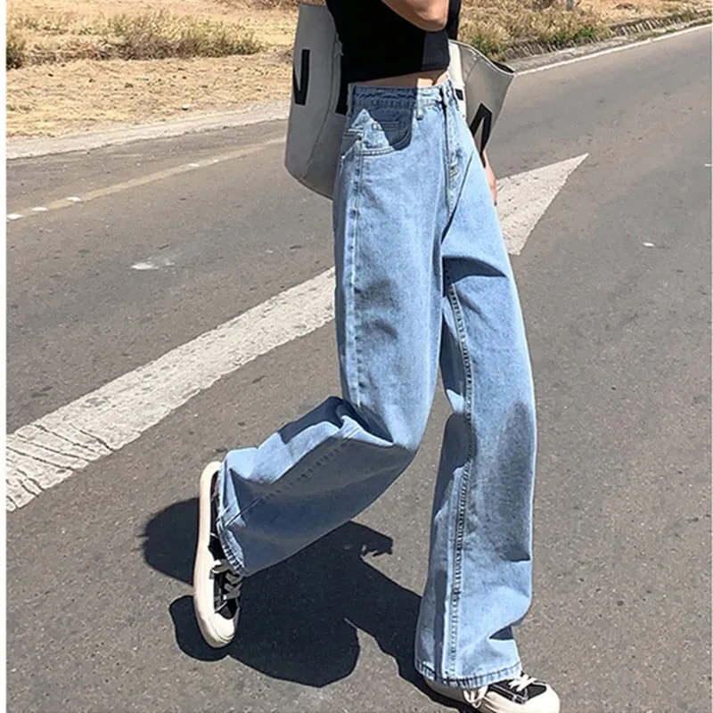 KittenAlarm - Woman Jeans High Waist Clothes Wide Leg Denim Clothing Blue Streetwear Vintage Quality Fashion Harajuku Straight Pants