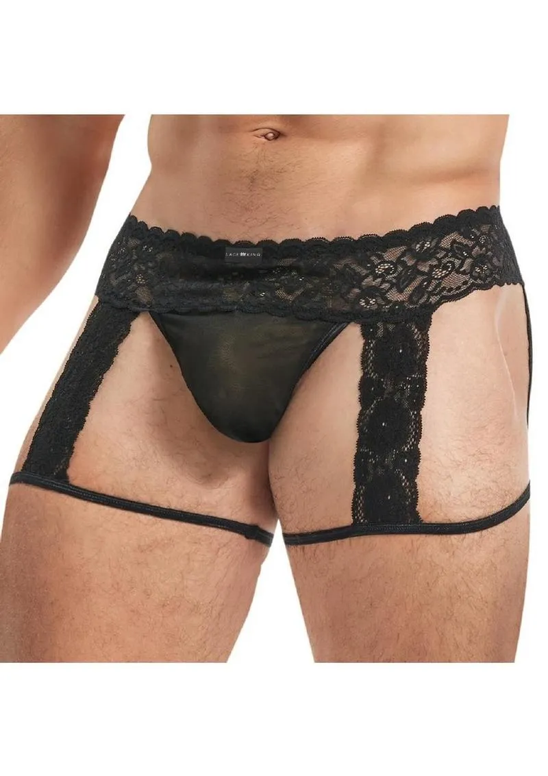 Lace King Men's Lace and Mesh Garter Panty