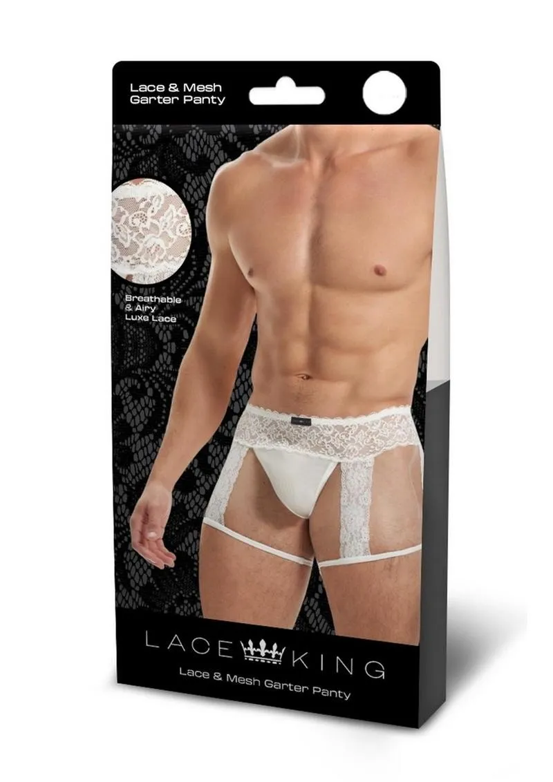 Lace King Men's Lace and Mesh Garter Panty