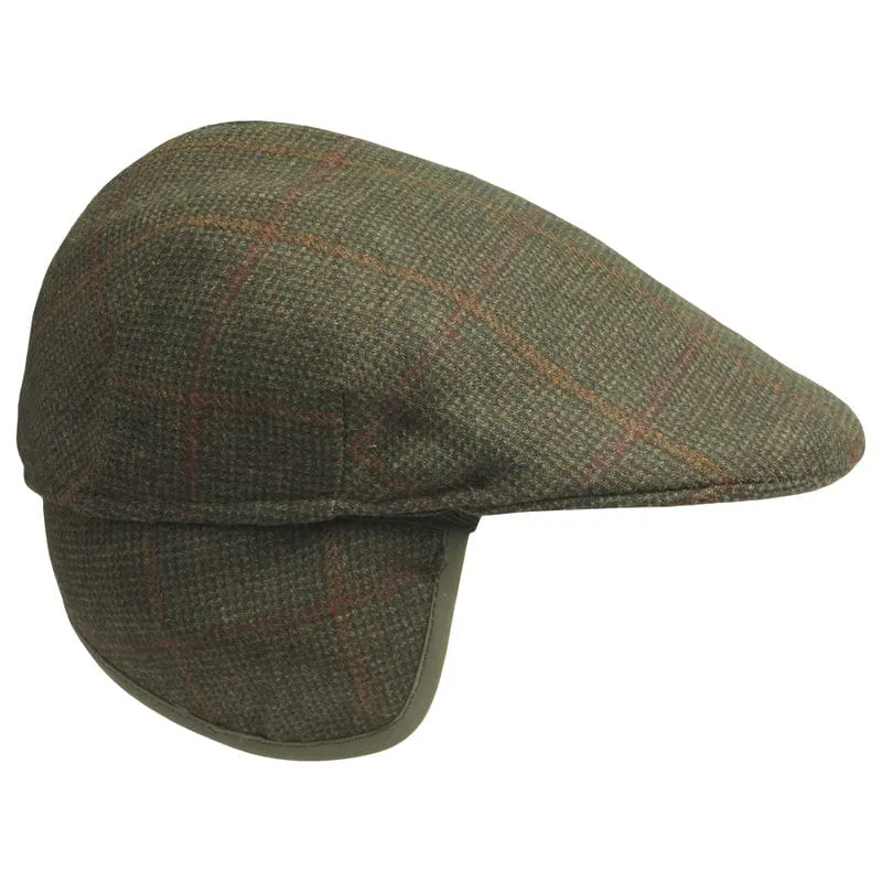 Laksen Ghillies Mens Tweed Flat Cap with Earwarmer - Hastings Tweed