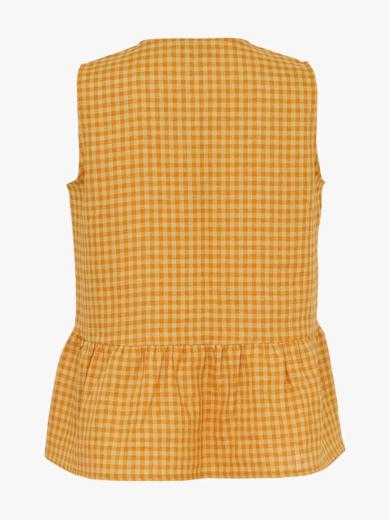 Lia Linen Top Gingham Orange