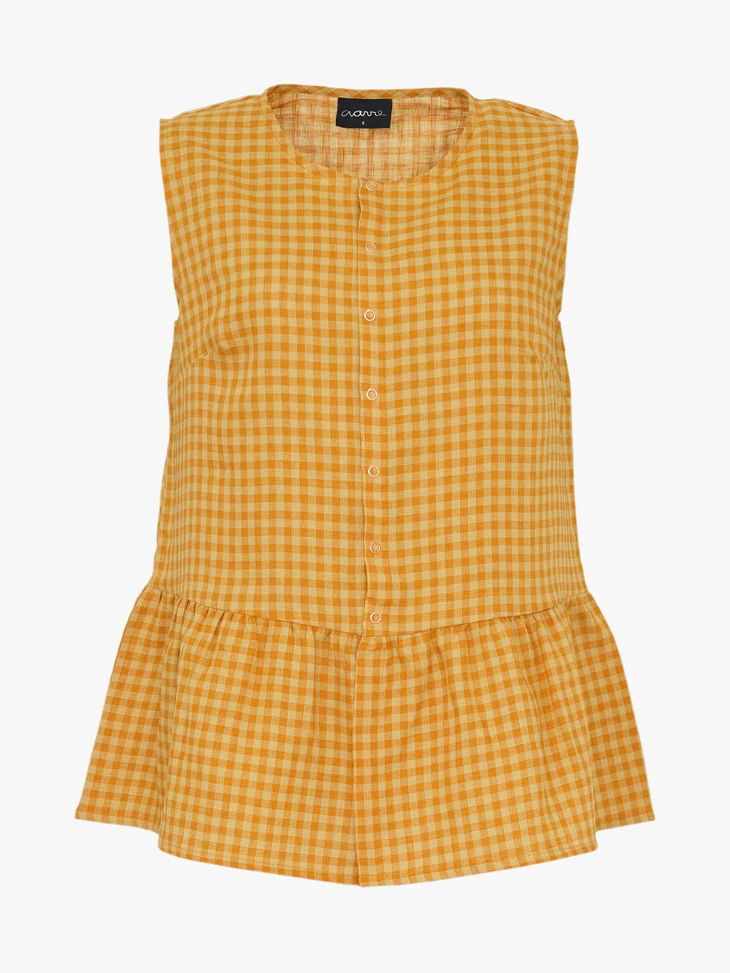 Lia Linen Top Gingham Orange