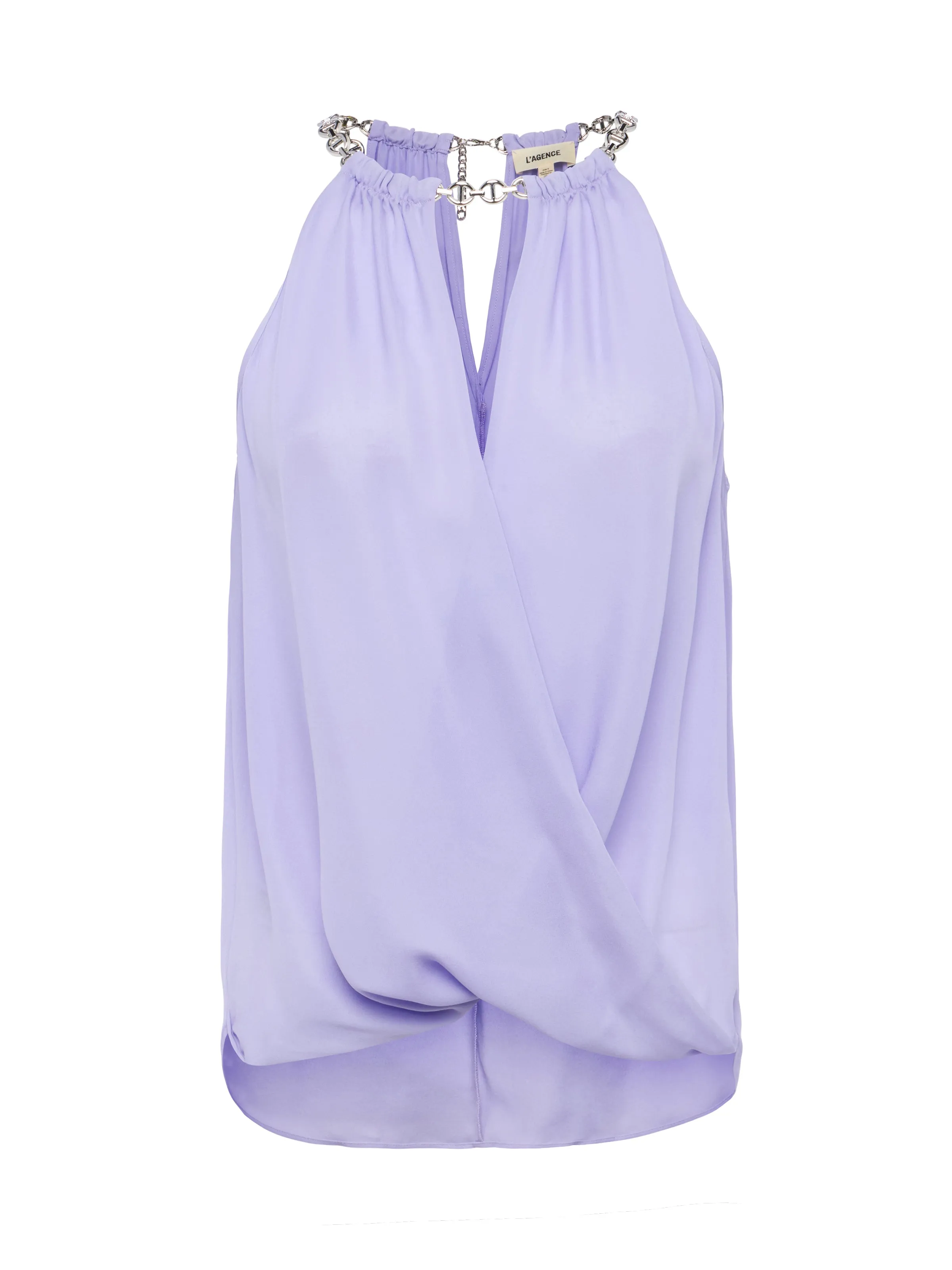 Lina Silk Chain-Neck Top