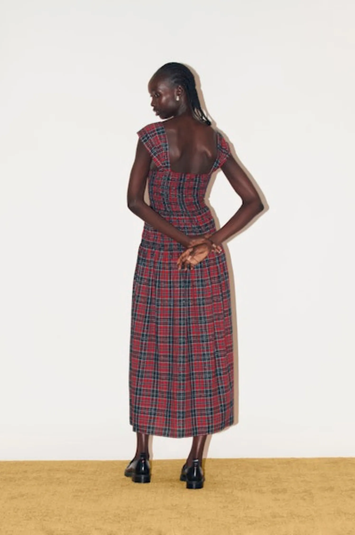 Mackenzy Plaid Midi Dress