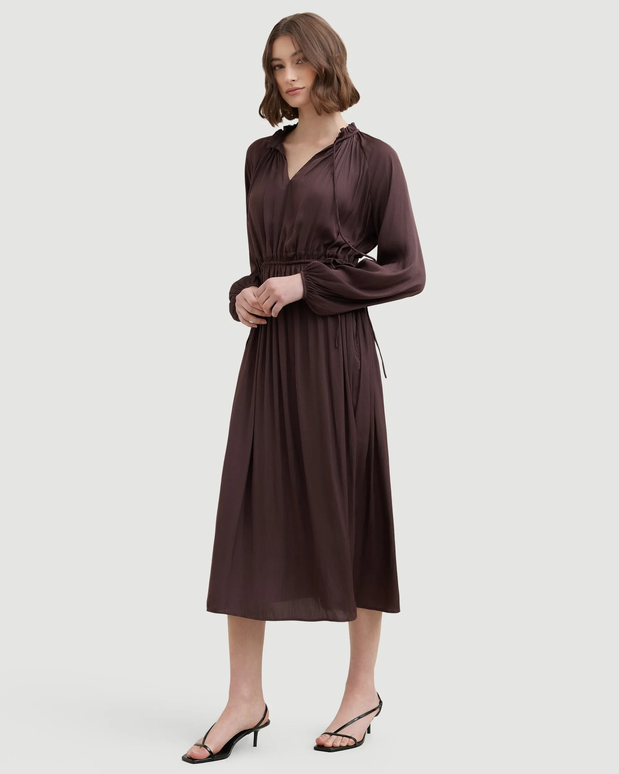 Magdalena Long Sleeve Plisse Dress