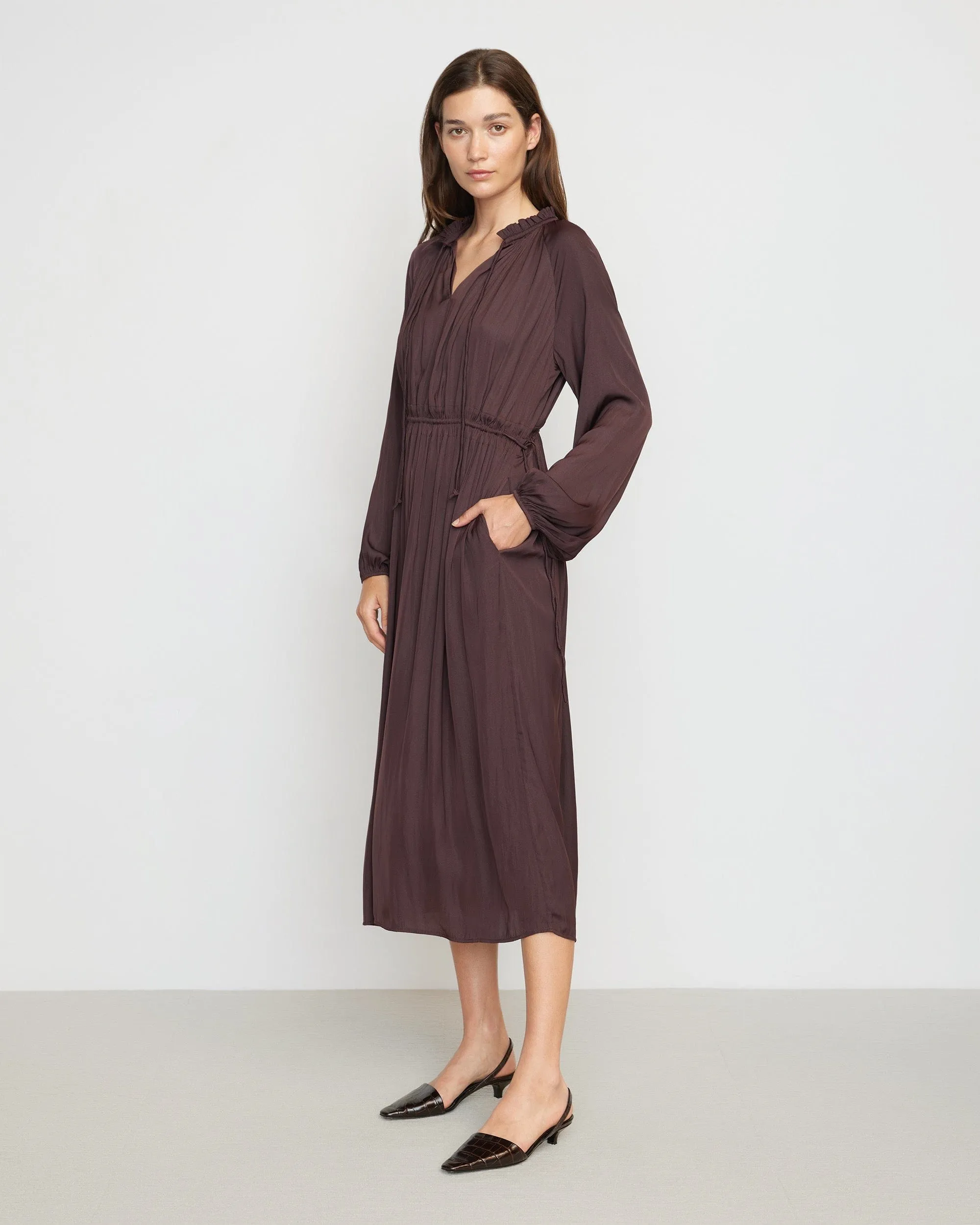 Magdalena Long Sleeve Plisse Dress