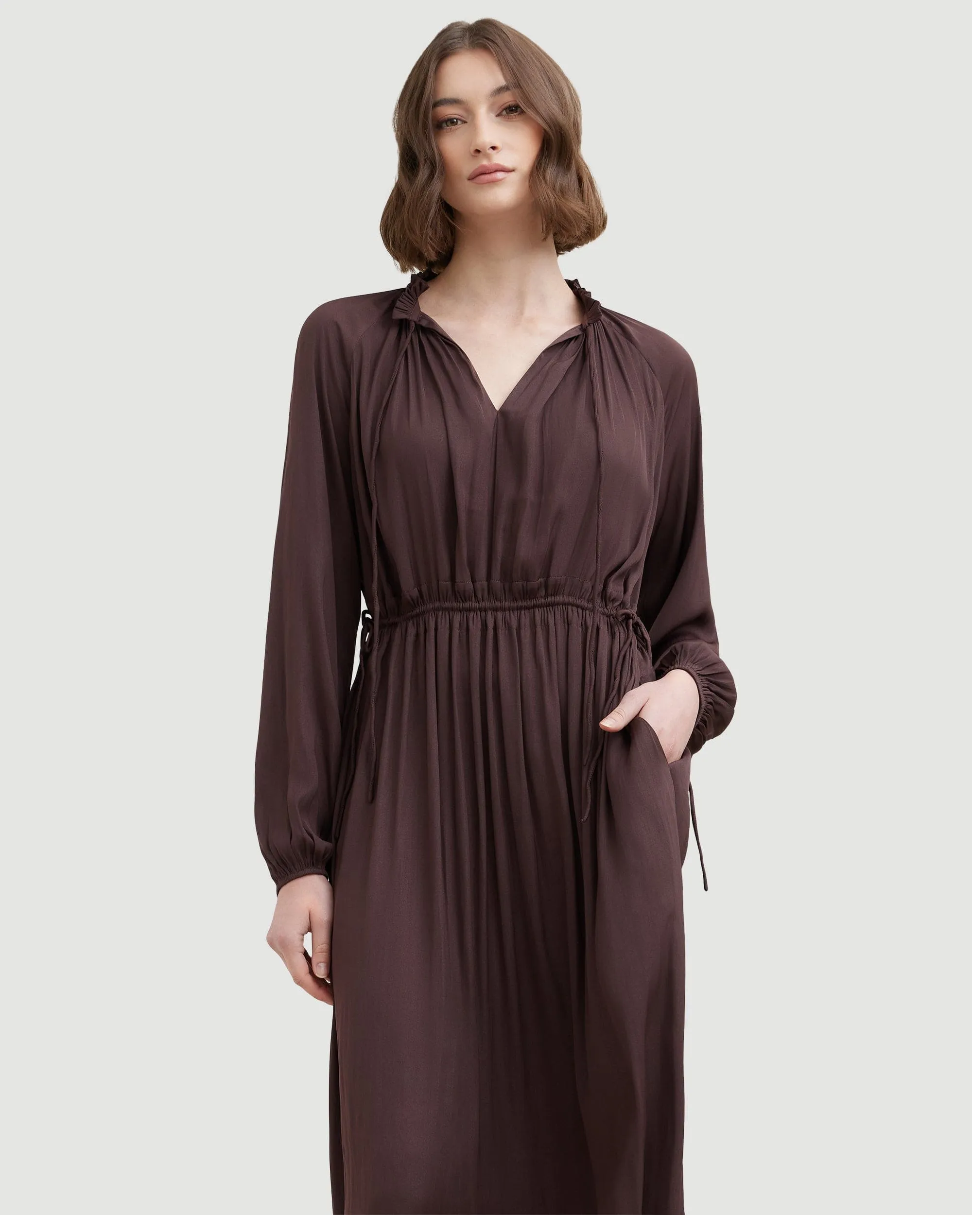 Magdalena Long Sleeve Plisse Dress