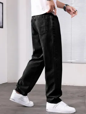 Men Slant Pocket Straight Leg Jeans