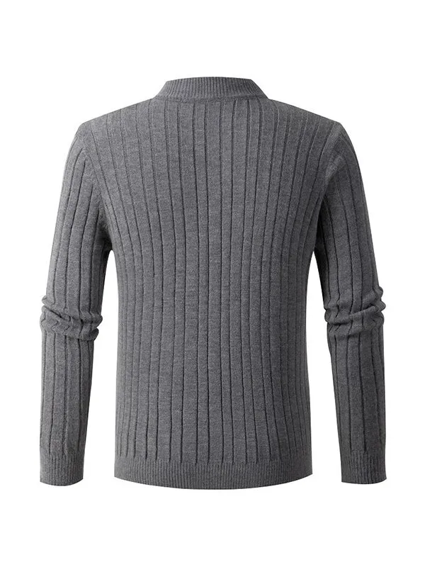 Men's Cable Knit Half Turtleneck Zipper Sweater