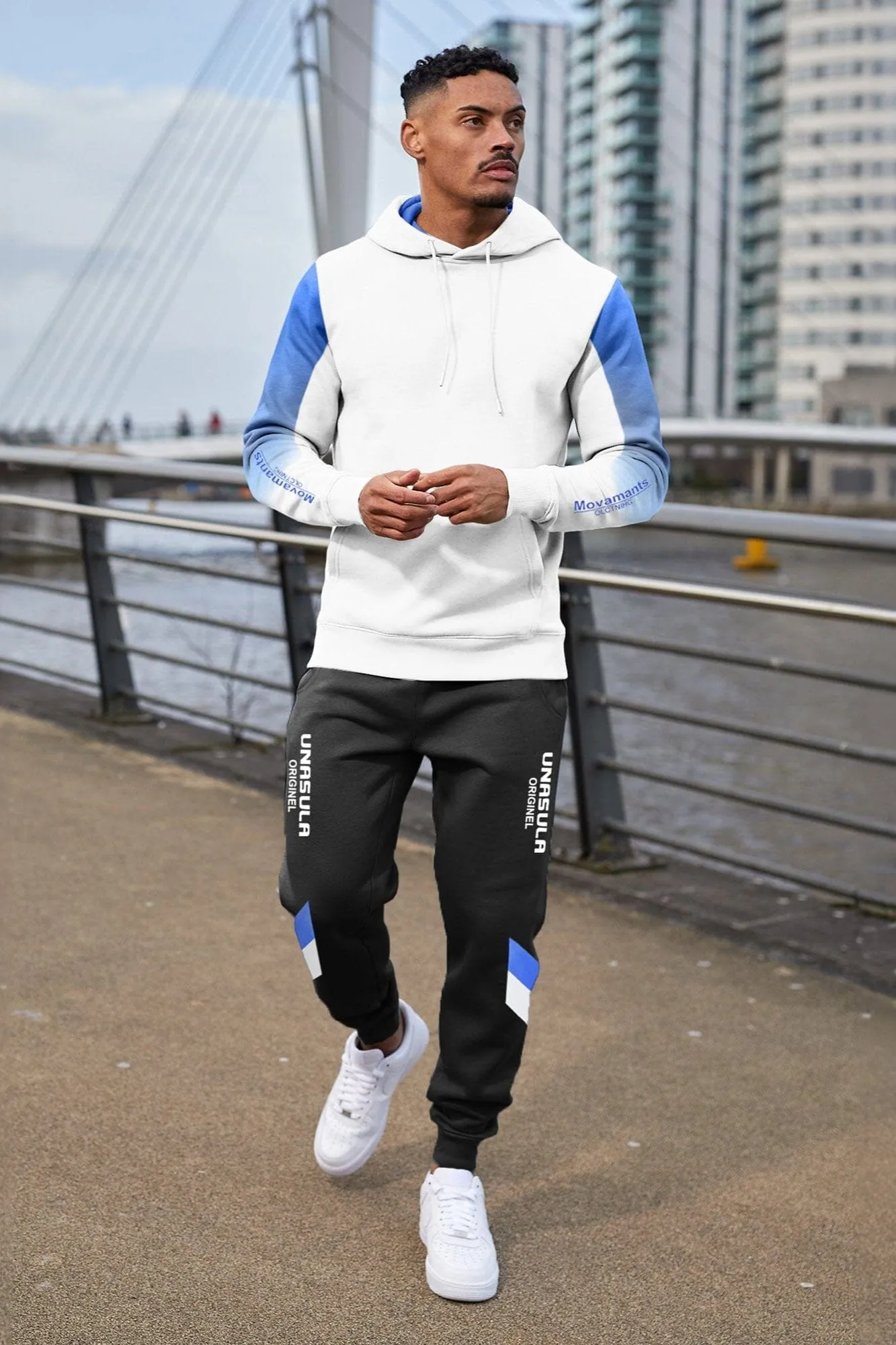 Men's Contrast Sleeves Design Fleece Tracksuit