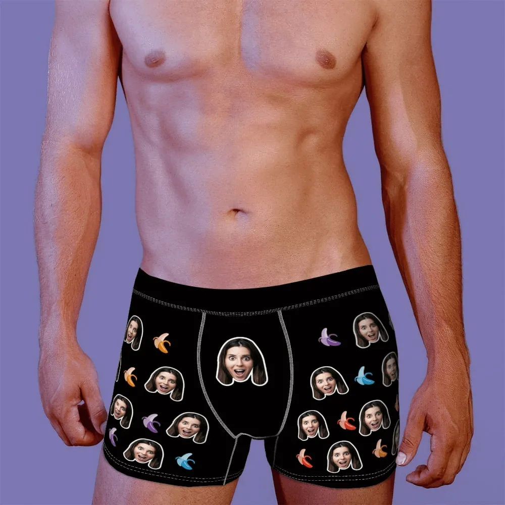 Men's Custom Face Boxer Shorts, Put Face On Underwear-Banana