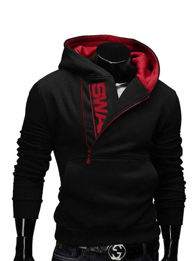 Men's Solid Long Sleeves Red Fleece Biker Jacket