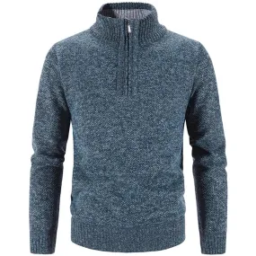 Mens Winter Thick Half Zipper Turtleneck Knitted Pullover Sweater