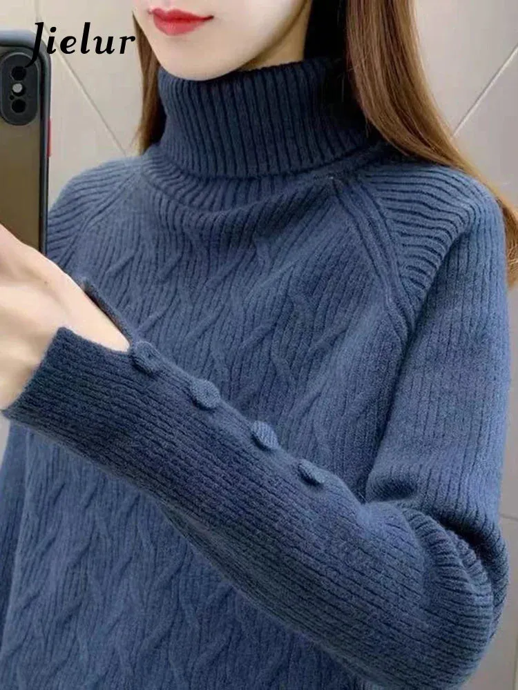 Metaversmall Women Clothes Turtleneck Sweater Winter Long Sleeve Warm Knitted Pullovers Female Casual Bottoming Jumpers Tops 6 Colors