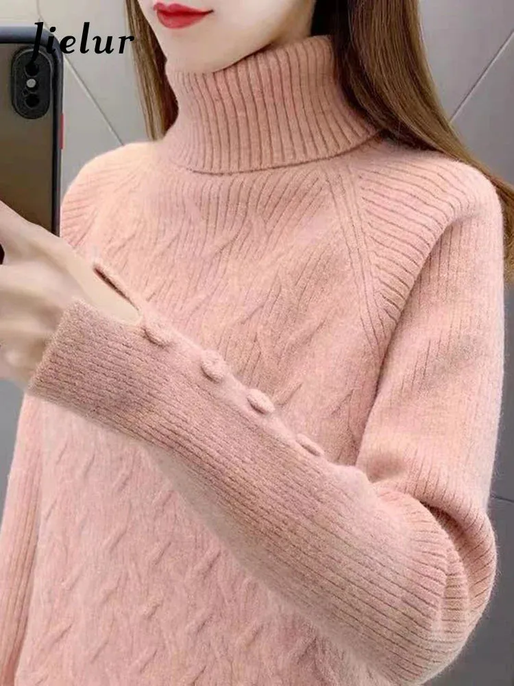 Metaversmall Women Clothes Turtleneck Sweater Winter Long Sleeve Warm Knitted Pullovers Female Casual Bottoming Jumpers Tops 6 Colors