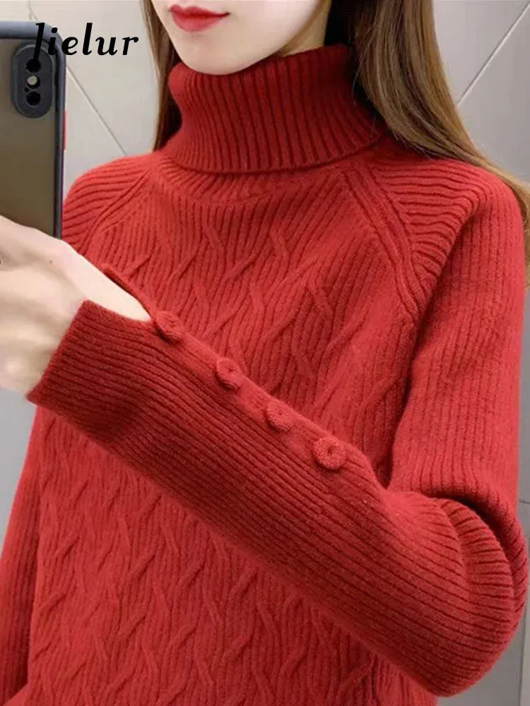 Metaversmall Women Clothes Turtleneck Sweater Winter Long Sleeve Warm Knitted Pullovers Female Casual Bottoming Jumpers Tops 6 Colors