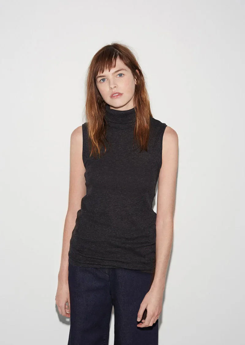 Micro Rib Sleeveless Turtleneck