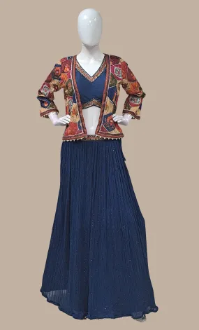 Midnight Blue Embroidered Choli Set