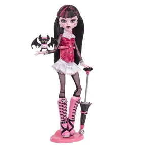 Monster High 10.5 inch Draculaura Reproduction Doll Wearing Original Fashion & Shoes, with Pet, Doll Stand & Accessories Gift for Ages 6 