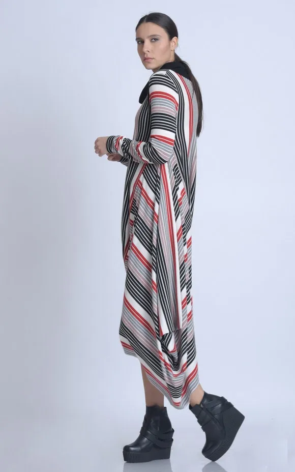 Multicolor Asymmetric Long Sleeve Dress