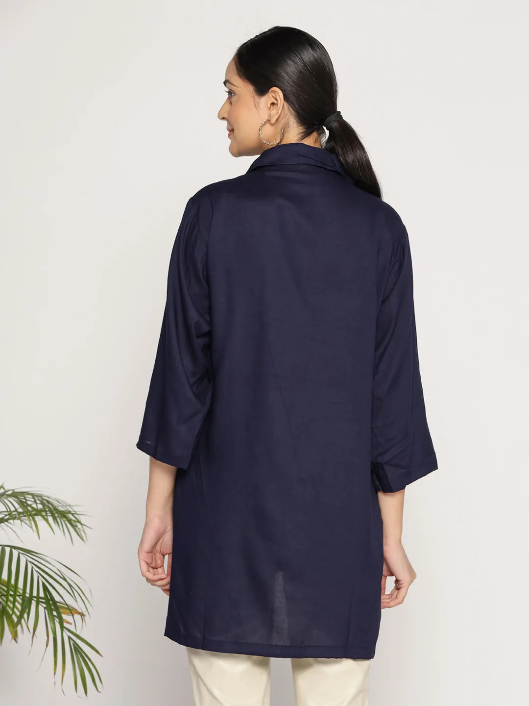 Navy Rayon ShirtTop - Myrtille