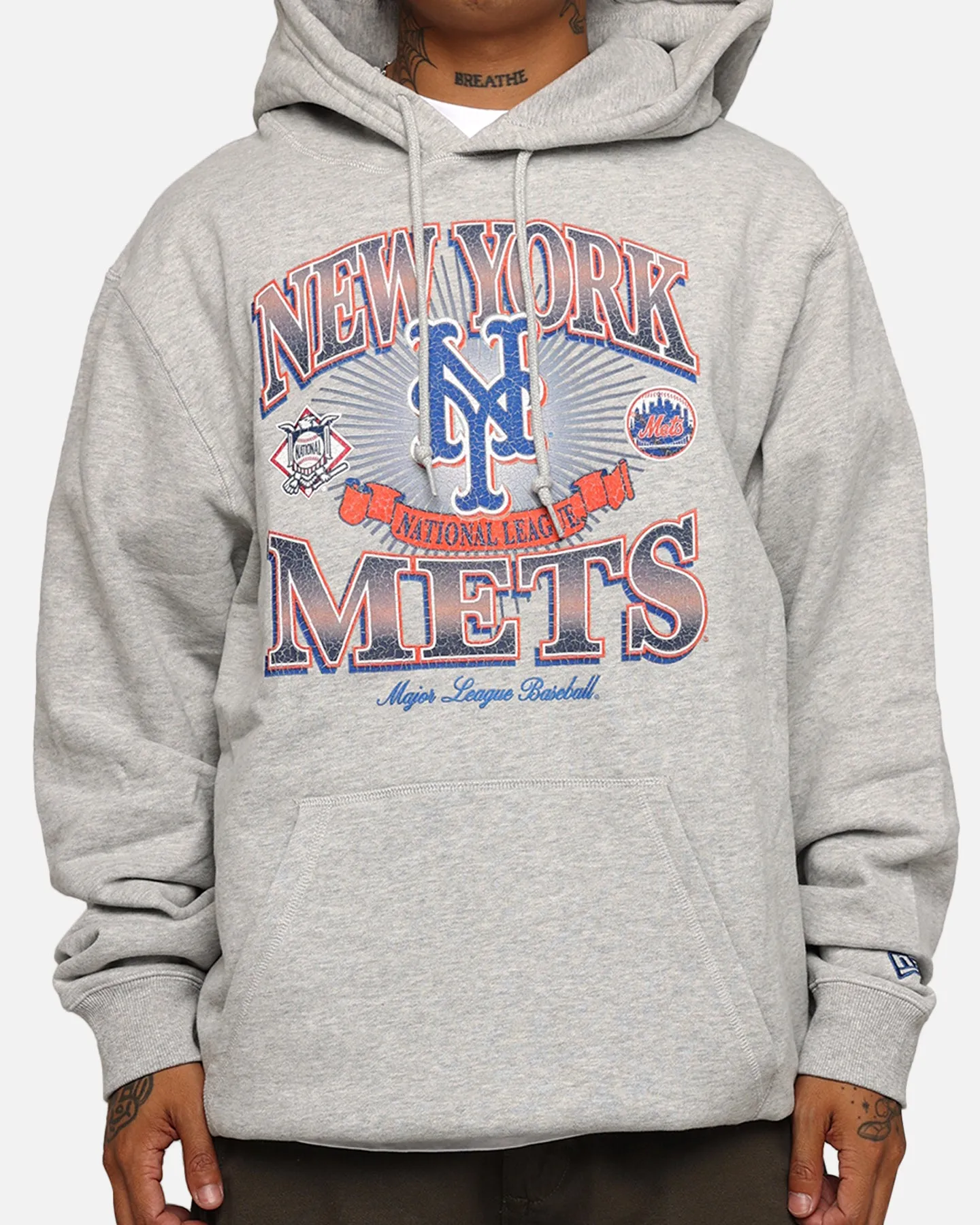 New Era New York Mets Pullover Hoodie Grey