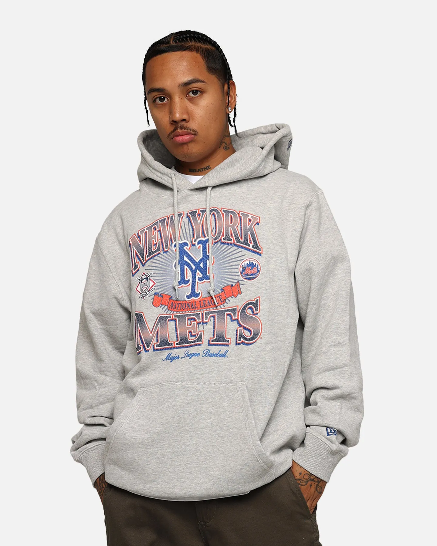 New Era New York Mets Pullover Hoodie Grey