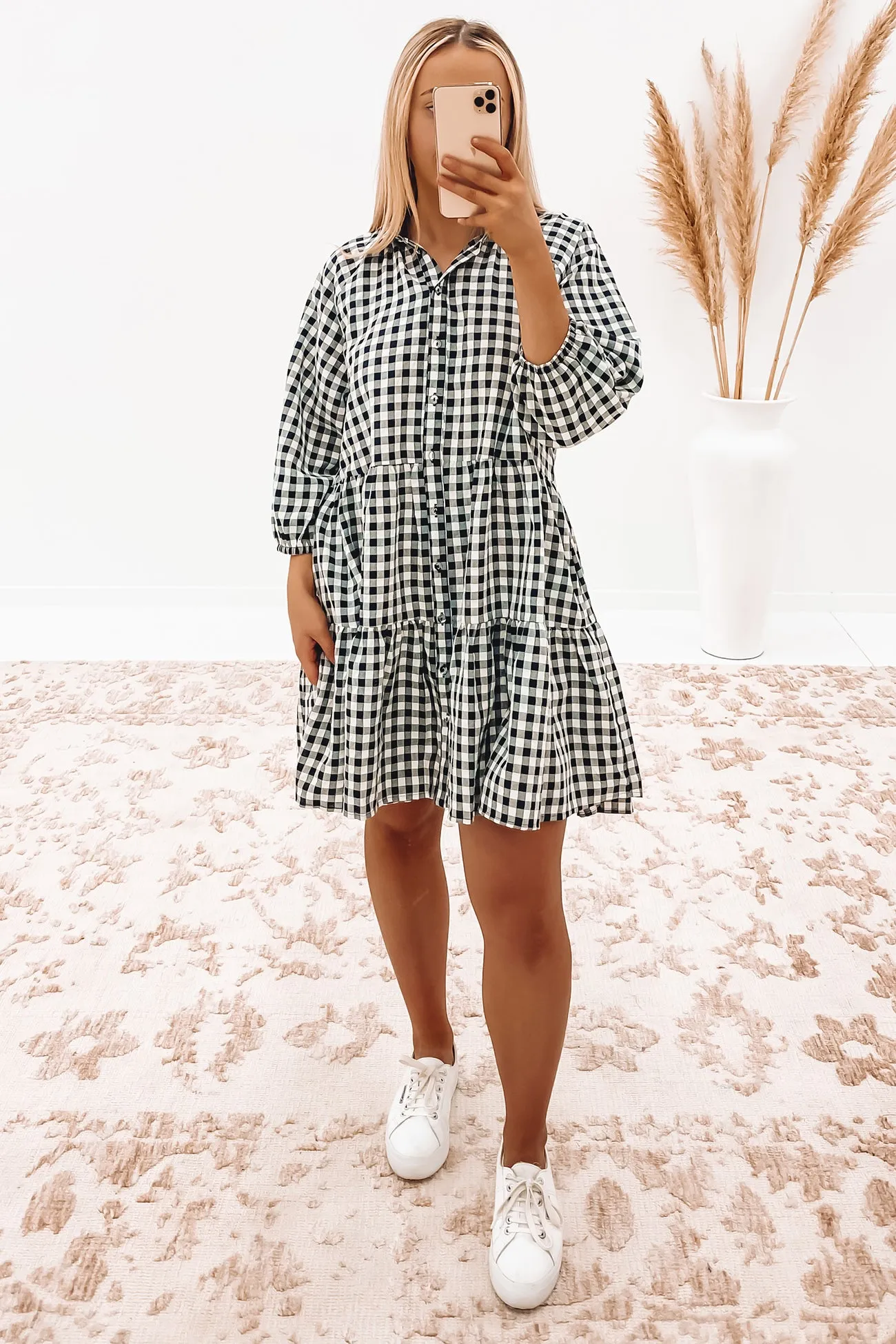 Nila Mini Dress Black Gingham