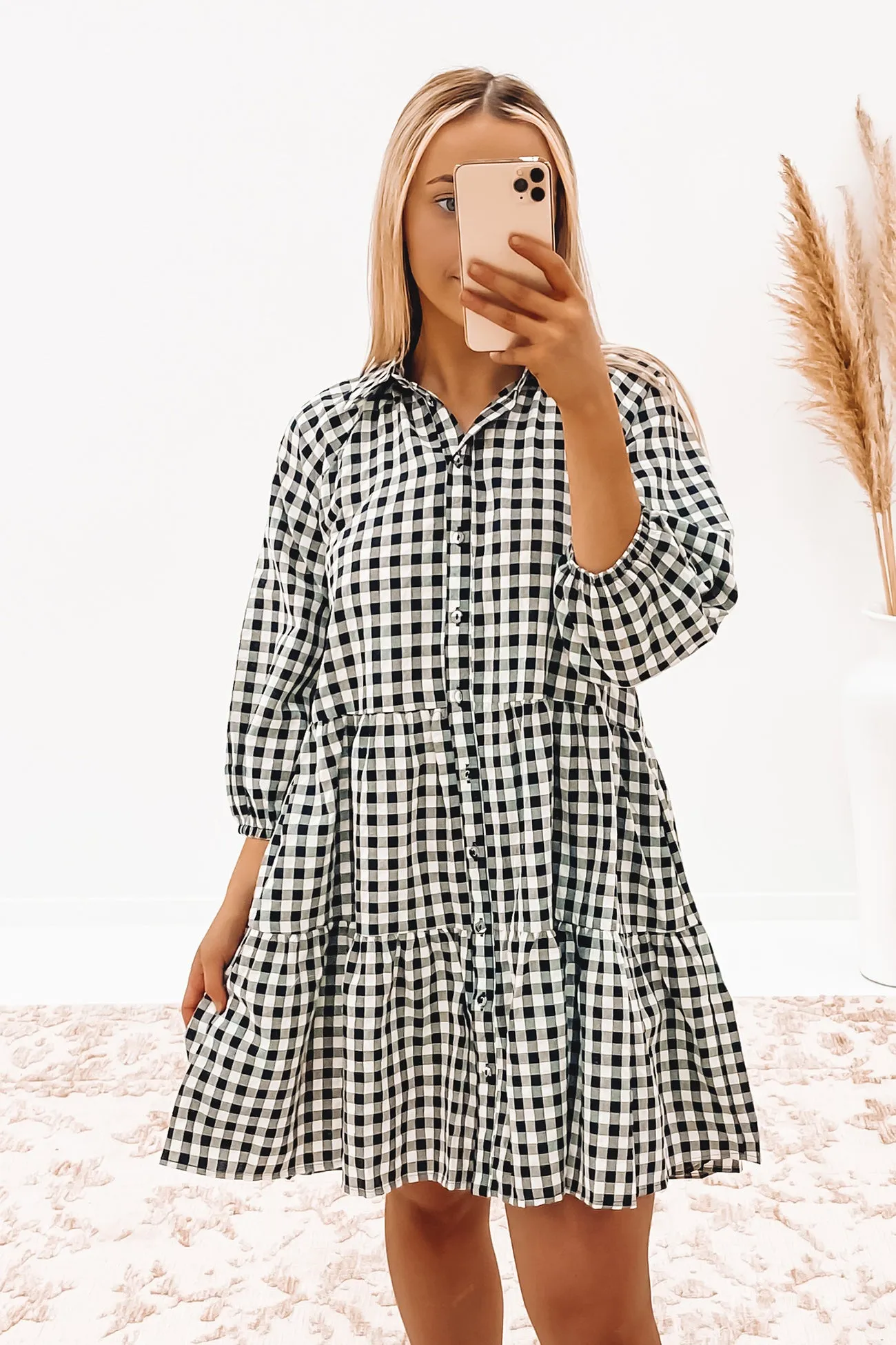 Nila Mini Dress Black Gingham