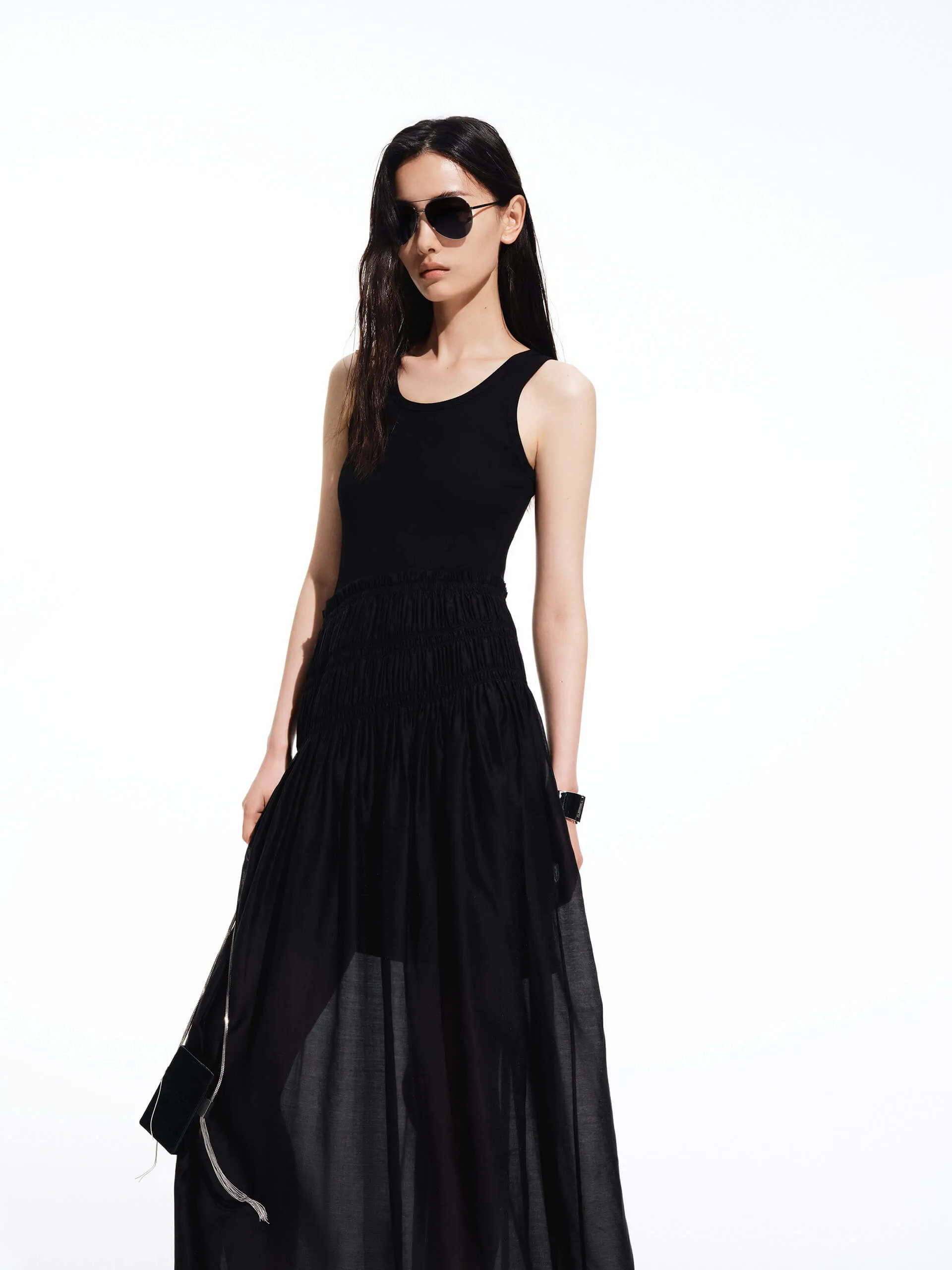 Paneled Detail Sleeveless Dress