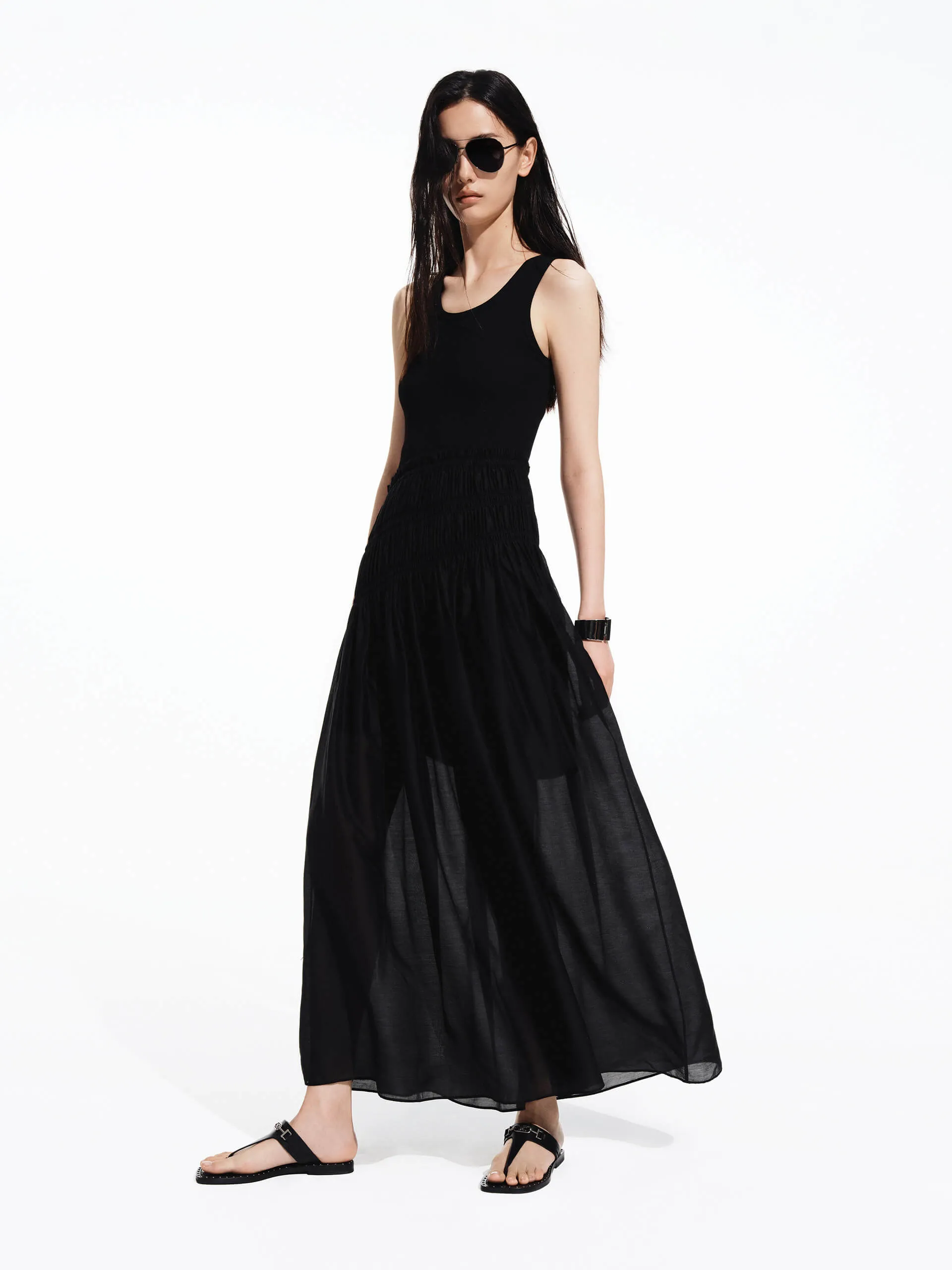 Paneled Detail Sleeveless Dress