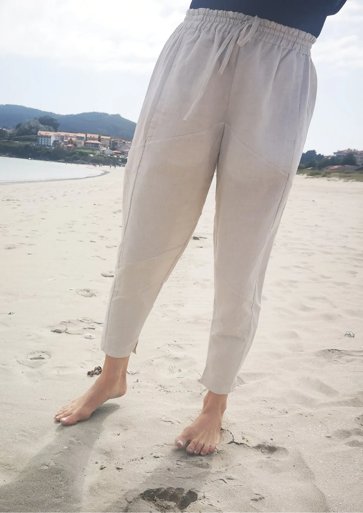 PANTS PATCHWORK - LINEN natural white