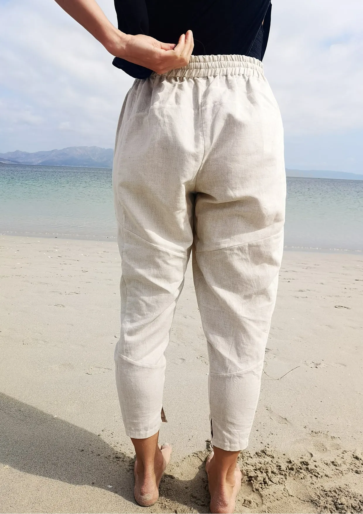 PANTS PATCHWORK - LINEN natural white